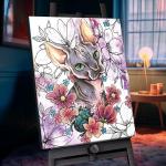 Картина по номерам с кристаллами из хрусталя «Сфинкс с цветами» 26 цветов, 40 * 50 см