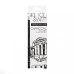 НАБОР УГОЛЬНЫХ КАРАНДАШЕЙ "SKETCH&ART", (мягкий, средний, твердый), 6  штук