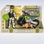 Игровой военный набор MILITARY (фигурки солдата и собаки, мотоцикл, дополнительное вооружение)