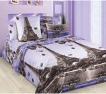 Комплект постельного белья Евростандарт, перкаль (Романтика Парижа)