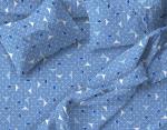 Комплект постельного белья 1,5-спальный, бязь "Комфорт"(220) (Треугольники, светло-синий)
