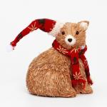 Декоративный сувенир из природных материалов «Мишка в шарфике и колпаке» 15 * 17 * 20 см