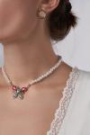 Ожерелье-чокер с крупной подвеской-бабочкой чокер из жемчужных бусин украшение на шею "Крылья" MERSADA
