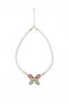 Ожерелье-чокер с крупной подвеской-бабочкой чокер из жемчужных бусин украшение на шею "Крылья" MERSADA