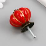 Ручка для шкатулки керамика, металл "Тыковка" красная 4х4х4 см