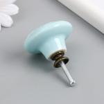 Ручка для шкатулки керамика, металл "Цветок" нежно-голубая 4,4х4,4х3,4 см