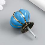 Ручка для шкатулки керамика, металл "Тыковка" голубая 4х4х4 см