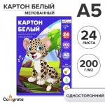 Картон белый А5, 24 листа Calligrata, мелованный, плотность 200 г/м2, в папке