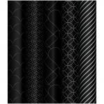 *Упаковочная бумага глянцевая 70 * 100 см, MESHU Pattern on black, 80г/м2, ассорти 5 дизайнов, MS_53487
