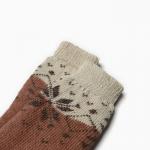 Носки женские шерстяные, цвет коричневый/снежинки, размер 25