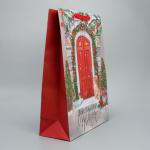 Пакет крафтовый вертикальный «Новогодний дом», L 31 * 40 * 11.5 см