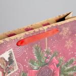 Пакет крафтовый вертикальный «Новогодняя посылочка от Дедушки Мороза», L 31 * 40 * 9 см
