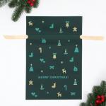 Мешок подарочный "Рождественские мелочи" зелёный, 27 x 40 см