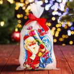 Мешок новогодний "Дед Мороз с хлопушкой", атлас, полноцветная печать, 21х35 см