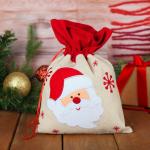 Мешок для подарков «Дед Мороз и снежинки», на завязках, 29 * 22 см