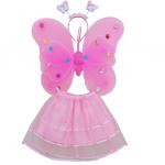 Карнавальный костюм "Звездная бабочка" (юбка,крылья,волшебная палочка,ободок), Розовый