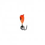 Мормышка Капля оранжевая, чёрная полоска + шар гранен серебро, вес 0.4 г