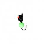 Мормышка Капля чёрная, красный глаз + шар зелёный 1.1 г