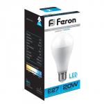 Лампа светодиодная FERON LB-98, A65, E27, 20 Вт, 230 В, 6400 К, 1850 Лм, 220°, 135 х 65 мм
