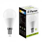 Лампа светодиодная FERON, G45, 11 Вт, E14, 840 Лм, 4000 К, 220°, 92х45, дневной белый