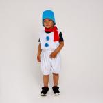 Карнавальный костюм «Снеговик» плюшевый: ведро, бермуды, жилет, шарф, ведро, р. 28, рост 98–104 см