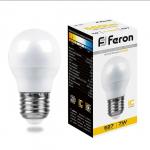 Лампа светодиодная FERON LB-95, G45, E27, 7 Вт, 230 В, 2700 К, 560 Лм, 220°, 82 х 45 мм