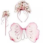 Карнавальный набор бабочки (юбка с блестками, крылья, палочка веер и обод веер) 30 см, 4 цвета