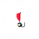 Мормышка Жук красный, чёрная полоска + шар гранен хамелеон, вес 0.9 г