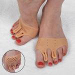 Корректоры-разделители для пальцев ног, на манжете, дышащие, 2 разделителя, силиконовые, 8 * 7 см, пара, цвет бежевый