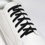 Шнурки для обуви, пара, плоские, с фиксатором, эластичные, 6 мм, 100 см, цвет чёрный