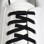 Шнурки для обуви, пара, плоские, с фиксатором, эластичные, 6 мм, 100 см, цвет чёрный