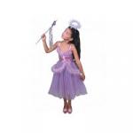 Карнавальный набор: фиолетовое платье с пушком и волшебная палочка, размер 10-12