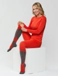 NORVEG SPORT WOOL Носки женские высокие цвет красный + антрацит