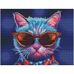 Алмазная мозаика ТРИ СОВЫ "Диджитал кот", 30*40 см, холст на деревянном подрамнике, картонная коробка с пластиковой ручкой