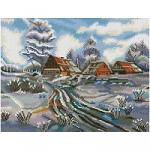 Алмазная мозаика ТРИ СОВЫ "Зима в деревне", 40*50 см, холст на деревянном подрамнике, картонная коробка с пластиковой ручкой