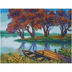 Алмазная мозаика ТРИ СОВЫ "Осенний пейзаж", 40*50 см, холст на деревянном подрамнике, картонная коробка с пластиковой ручкой