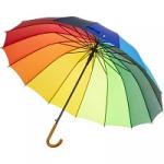 Зонт-трость полуавтомат Радуга с пластиковой ручкой, 16спиц, разноцв., HD-HW05 (H/T)