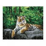Алмазная мозаика ТРИ СОВЫ "Тигр в джунглях", 40*50 см, холст, картонная коробка с пластиковой ручкой