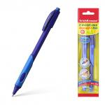 Ручка шариковая ErichKrause® ErgoLine® Kids Stick&Grip NeonUltra Glide Technology, цвет чернил синий, синяя грип-зона (в пакете по 2 шт.)