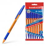 Набор из 8 ручек шариковых ErichKrause R-301 Stick&Grip Orange 0.7, цвет чернил синий (в пакете)