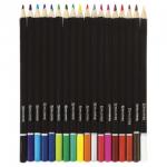 .Карандаши цветные BRAUBERG "Artist line", 18 цветов, черный корпус, заточенные, высшее качество, 180554