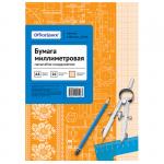 Бумага масштабно-координатная OfficeSpace, А4 16л., оранжевая, на скрепке, 16БмА4ск_13546