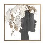 Декор настенный металл "Девушка с листьями в волосах" 56х56х6,4 см
