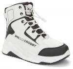 CROSBY белый/черный иск.кожа/оксфорд детские (для мальчиков) ботинки (О-З 2023)