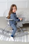 Пижама детская из кулирки пенье на манжетах Дрёма клетка синяя