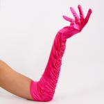 Карнавальный аксессуар - перчатки со сборкой, цвет фуксия