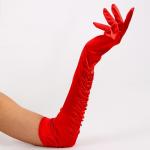 Карнавальный аксессуар - перчатки со сборкой, цвет красный