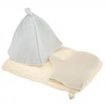 Комплект банный из фетра 3 предмета "Classic white": шапка, коврик, рукавичка, белый, "Бацькина баня" (Россия)