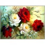 Алмазная мозаика без подрамника «Винтажные розы» 40 * 30 см, 35 цветов