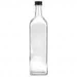 Бутылка стеклянная "Сочи" 1л, 7,5х7,5см h30см, металлическая винтовая крышка, пробка пластик., д/горла - 2см, основание 6,5х6,5см (Китай)